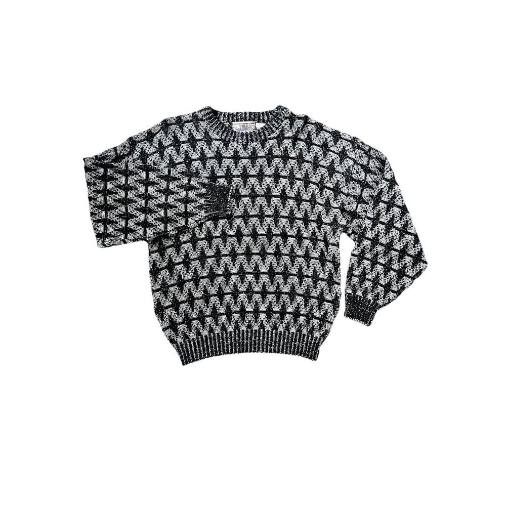 Vintage 90s Magnet Sweater Mens Medium Geometric Knit Ski Retro Grandpa Core Y2K